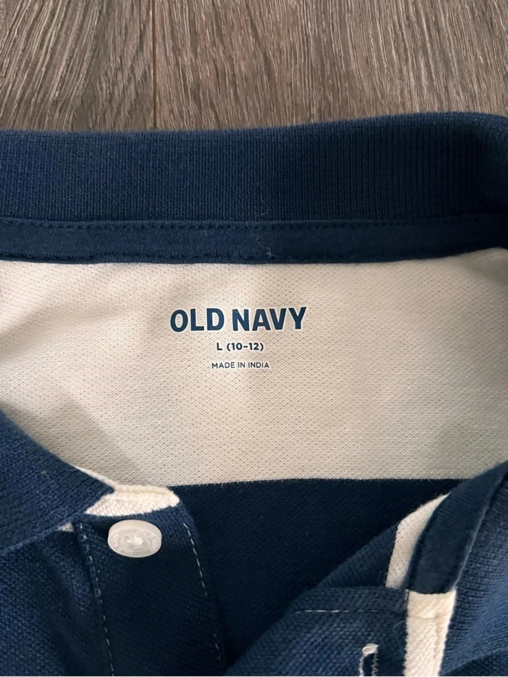 Old Navy Boys Large 10-12 Navy White Striped Polo Shirt Classic Preppy​